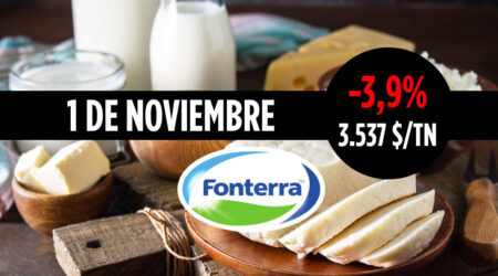 Lácteos con precio de Fonterra 1 noviembre 2022