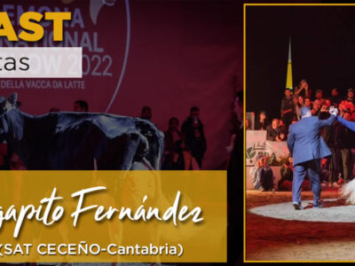 Agapito Fernández y su vaca Gran Campeona en el Cremona International Dairy Show 2022