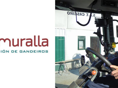 Ganadero en tractor y logotipo Agromuralla