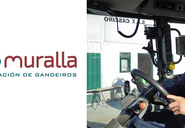 Ganadero en tractor y logotipo Agromuralla