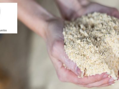 Manos cogiendo pienso para vacuno