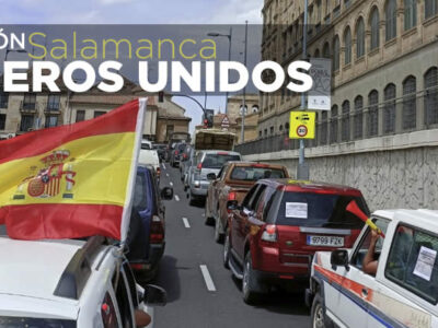 Coches de ganaderos manifestándose en Salamanca