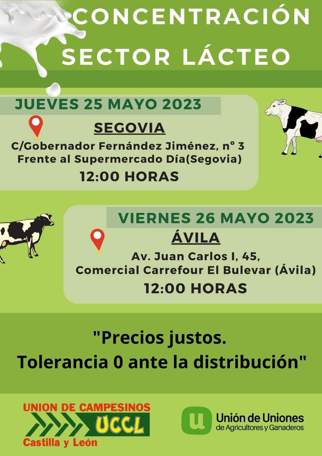 Concentraciones del sector lácteo en Castilla y León