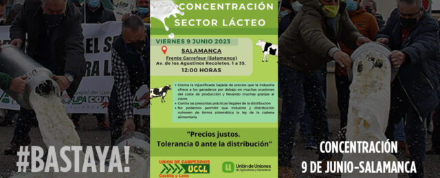 Ganaderos tirando leche en manifestación