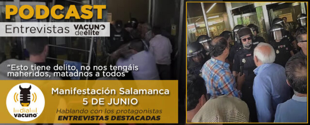 Ganaderos manifestándose en Salamanca con Policía Nacional