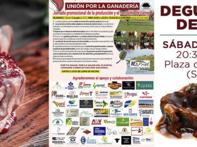 Chuletón de ternera con cartel de la Jornada de promoción de la producción y consumo de la carne de ternera 2023