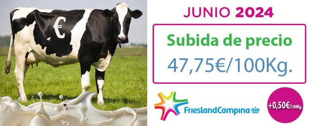 Friesland Campiña precio leche garantizado en granja Junio 2024