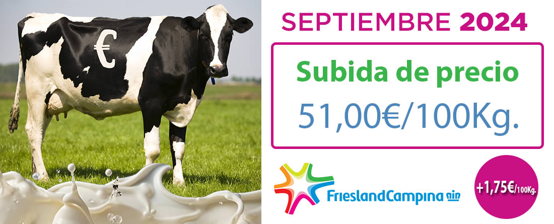 Friesland Campiña precio garantizado en granja Septiembre 2024