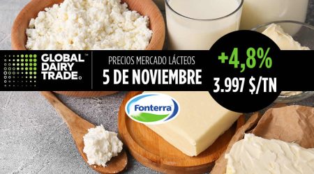 Subasta lácteos Fonterra 5 noviembre 2024