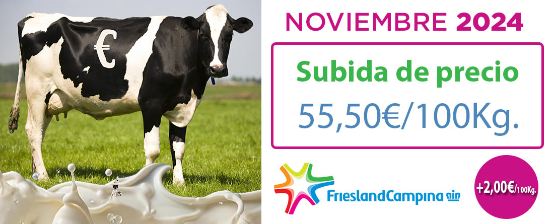 Friesland Campiña precio garantizado leche en granja noviembre 2024