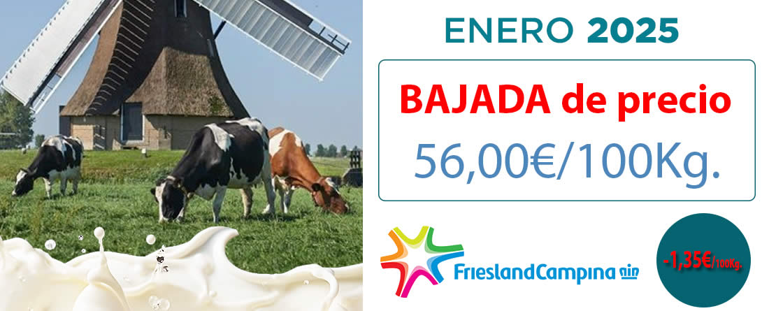 Friesland Campiña Precio garantizado leche en granja Enero 2025