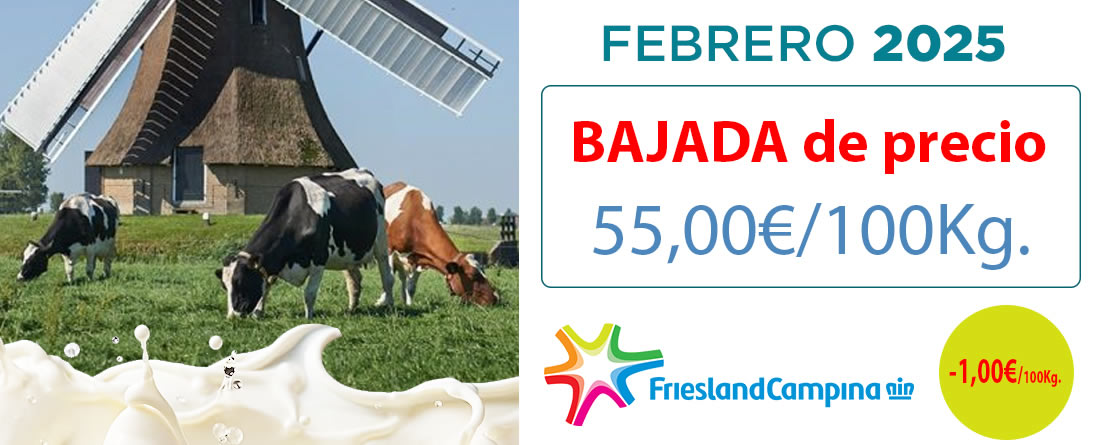Precio Friesland Campiña garantizado en granja Febrero 2025