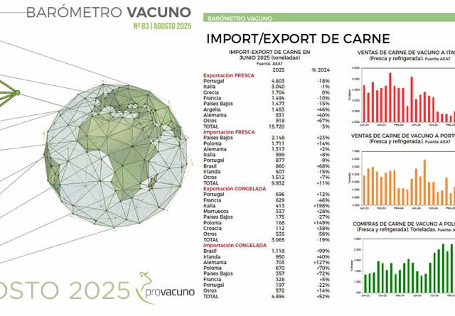PROVACUNO publica el Barómetro Vacuno para Agosto 2025