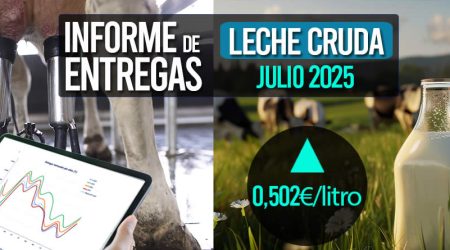 El precio medio de la leche cruda de julio 2025 sube a 0,502€/litro