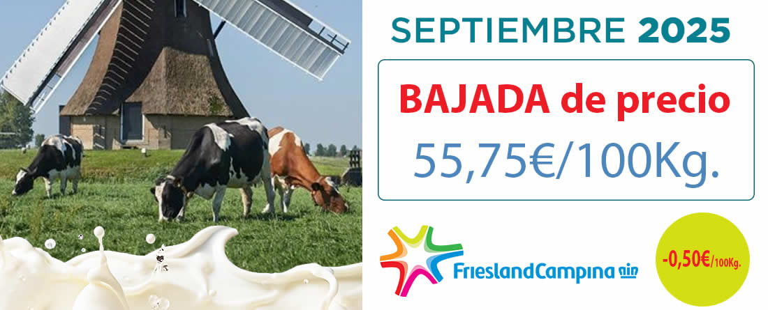 Friesland Campiña, precio garantizado en granja de 55,75€ para septiembre 2025