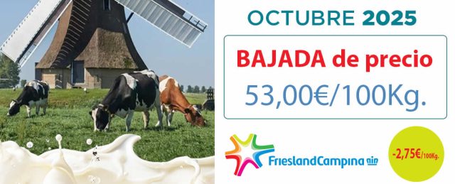 Friesland Campiña, precio garantizado en granja de 53,00€ para octubre de 2025