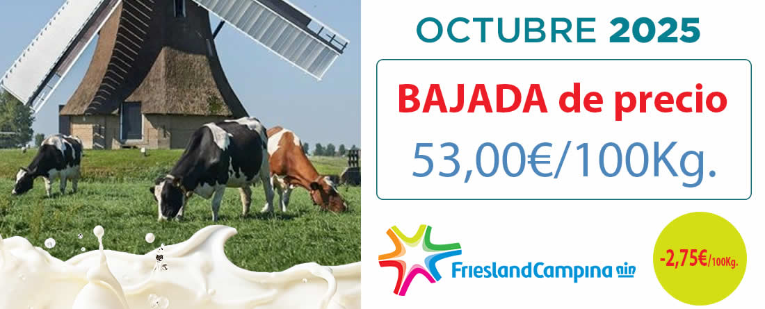 Friesland Campiña, precio garantizado en granja de 53,00€ para octubre de 2025