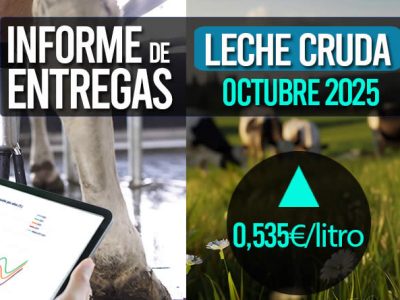 El precio medio de la leche cruda de octubre de 2025 sube a 0,535€/litro