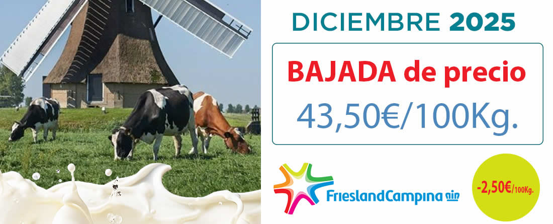 Friesland Campiña, precio garantizado en granja de 43,50€ para diciembre de 2025