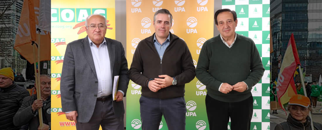 ASAJA, COAG y UPA lanzan un proceso de movilizaciones en toda España por la “complicada situación” que atraviesa el sector