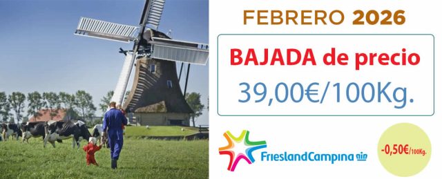Friesland Campiña, precio garantizado en granja de 39,00€ para febrero