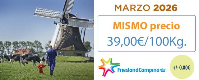 Friesland Campiña, precio garantizado en granja de 39,00€ para marzo 2026