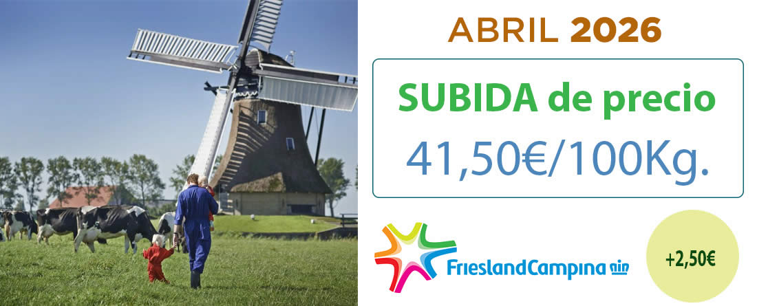 Friesland Campiña, precio garantizado en granja de 41,50€ para abril de 2026