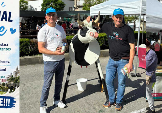 AGROMURALLA celebra el día mundial de la leche con un acto de distribución en betanzos para sensibilizar a la población sobre los beneficios del sector agro-lácteo para la salud y el territorio
