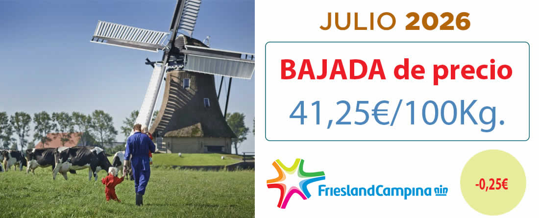 Friesland Campiña, precio garantizado en granja de 41,25€ para julio 2026
