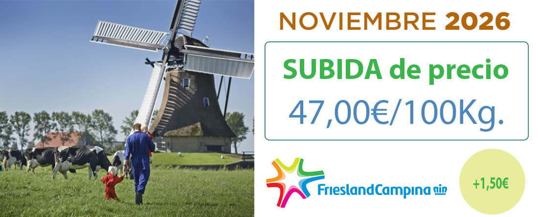 Friesland Campiña, precio garantizado en granja de 47,00€ para noviembre